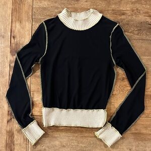 Black sheer and Cream Long Sleeve Top